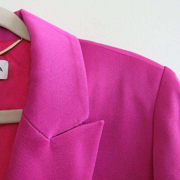 MARELLA Carrara Semi Fitted Satin Blazer in Fuchsia Purple - Size US 8 - Picture 4 of 13